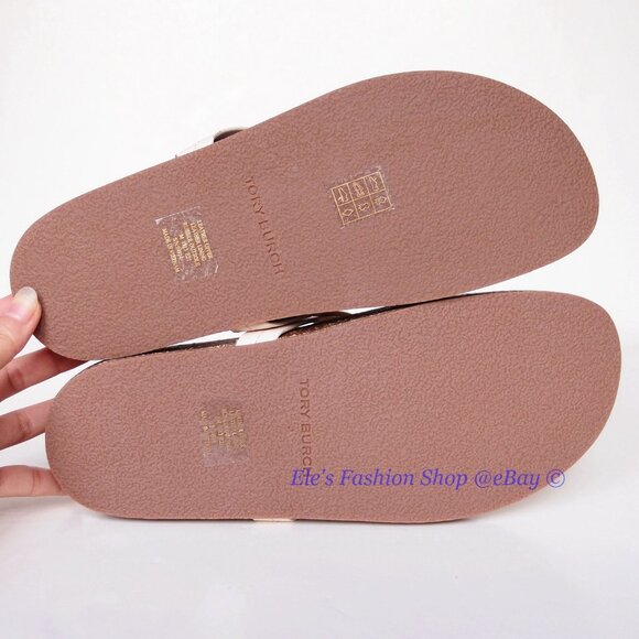 NIB Tory Burch Miller Cloud Leather Sandal Cream Caramel US 7 AUTHENTIC
